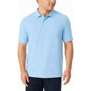 เสื้อโปโลผู้ชายสีฟ้าอ่อน – เสื้อยืดผ้าฝ้ายแขนสั้นสไตล์ลำลองคลาสสิก - Product Image 2
