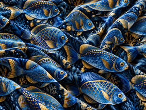 Tela de Terciopelo con Diseño de Peces Azules y Dorados, para Tapicería de Muebles y Decoración del Hogar - Product Image 5