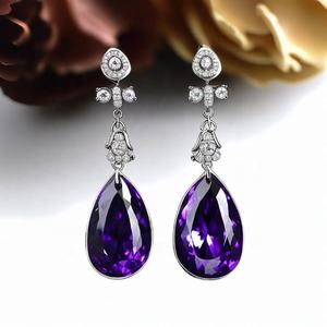 Lujo clásico diseño de lujo azul Hydro Grown piedras preciosas gota pendientes perfecto regalo de cumpleaños joyería para mujeres - Product Image 3