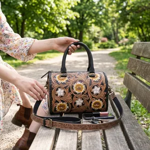 Checkered Genuine Leather Shoulder Bag Women <b>Handbag</b> Zipper Purse Portable Daily Travel Bag - Product Image 2