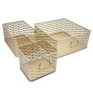 Ensemble de paniers de rangement en fil métallique moderne, empilables, design circulaire, paniers multi-usages pour l'organisation, décoration de la maison, paniers pour emballer des cadeaux - Product Image 4