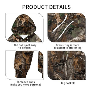 Sudadera con Capucha Clásica de Camuflaje para Hombre, Sudadera con Capucha de Forro Polar Cálido para Aventuras al Aire Libre, Campamento, Senderismo, Pesca, Tácticas - Product Image 5