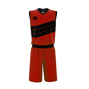Ensemble de maillots de basket personnalisés en polyester/coton sublimé, bleu et noir rayé, col en V, sans manches, taille élastique, évacuation de l'humidité - Product Image 5