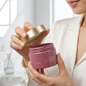 Round PET <b>Plastic</b> Cosmetic Cream <b>Jar</b> with Gold Screw Cap for Face Cream and Hand Cream Packaging, Custom Logo OEM ODM - Product Image 5