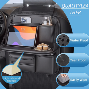 Borsa portaoggetti per sedile posteriore auto in pelle PU di alta qualità con vassoio pieghevole, portaoggetti sospeso e supporto per telefono con touchscreen - Product Image 5