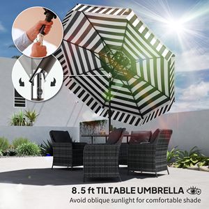 Ombrellone da Esterno 3M (8.6FT) con Protezione UPF 30+, Tavolo Ventilato a 2 Livelli per Palestra, Portico, Patio, 8 Stecche, Manovella Inclinabile - Product Image 4