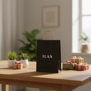 Borsa Regalo ILAN 27x21x11cm con Manico in Carta Nera - Product Image 3