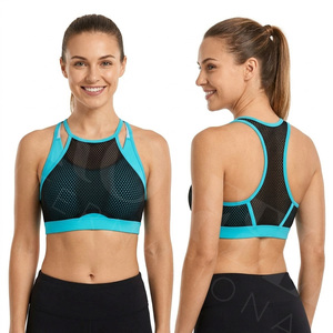 100 Polyester Mesh Sports Bra High Quality Racerback Workout <b>Running</b> <b>Padded</b> Support Activewear Custom Brand Name Logo Sports Bra - Product Image 3