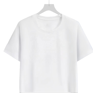 T-shirt blanc à manches courtes pour homme, coupe classique, col rond, couleur unie, décontracté, en jersey de polyester tricoté, teint en pièce, écologique - Product Image 1