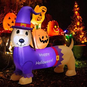 Cane Bassotto Gonfiabile di Halloween con Zucca, Decorazione da Giardino Esterno Lunga 1,5 Metri - Product Image 1