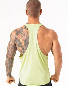 Best Workout Men's Sleeveless Tank Tops U Neck Breathable Solid Pattern Front Polyester/Cotton Custom Fitted Knitted Fabric - Product Image 3