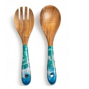 Juego de Cubiertos de Madera Natural Único con Mango de Resina, Vajilla Elegante para Mesa de Comedor en Casa u Hotel, Utensilios de Cocina - Product Image 1