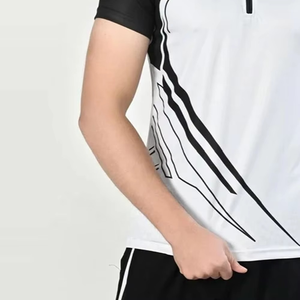 Polo à manches courtes pour homme, imprimé géométrique blanc et noir, séchage rapide, en polyester tricoté, style sportif, logo sur le devant - Product Image 6