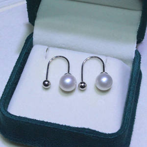 Boucles d'oreilles clous en perles d'eau douce violettes classiques de style Edison pour femmes, argent S925 incrusté, crochet d'oreille à talons hauts, bijoux fins élégants - Product Image 1