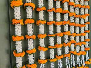 Mogra Marigold guirnalda decorativa tradicional para colgar en la pared y telón de fondo de escenario festivales y decoraciones de bodas Haldi - Product Image 2