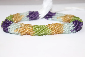 ลูกปัดอัญมณีหลายเม็ดขนาด4มม. ลูกปัดพลอยอเมทิสต์อะความารีนขนาด14นิ้ว - Product Image 2