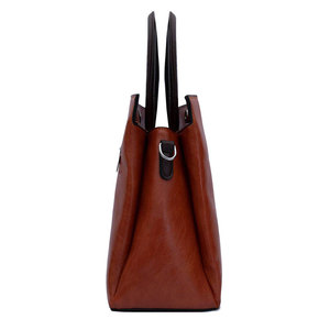 Salva Leather Brown Genuine Leather Tote Bag for Women with Zipper Closure Hard Handle Leopard Print Below 21L Outdoor Hiking - Product Image 3