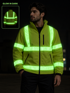 Veste de sécurité haute visibilité verte OEM ODM pour hommes, vêtements de travail réfléchissants, imperméables, pour travaux en extérieur, avec poches zippées - Product Image 2