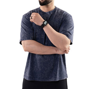 T-shirts vintage personnalisés en gros, vierges, 230 g/m², délavés à l'acide, coupe oversize, en coton épais, pour hommes - Product Image 5