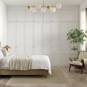 Système de dressing sur mesure JY Project, armoire moderne en bois dur blanc avec portes coulissantes en contreplaqué. - Product Image 2