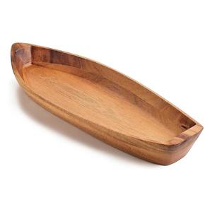 Bol en bois de luxe en forme de bateau, long bol de service en bois d'acacia pour desserts et fruits, utilisation décorative élégante pour la maison, l'hôtel et les cadeaux - Product Image 2