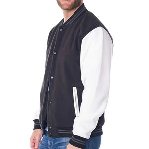 Blouson universitaire en toile tendance pour garçons du lycée, avec logo personnalisé sur le devant et col montant – Vente en gros - Product Image 4
