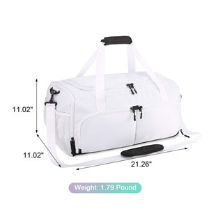 White Oxford Duffle <b>Bag</b> with Adjustable Strap Large Capacity Zipper Closure Gym Sport Travel <b>Bag</b> Unisex Multipurpose Duffle <b>Bag</b> - Product Image 2