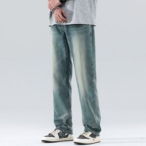 Jeans rétro pour hommes, best-seller, design américain, noir et gris, coupe ample et droite, denim pour hommes - Product Image 3