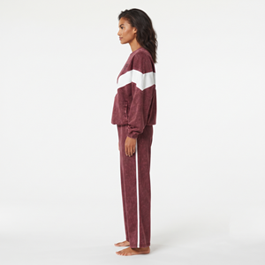 Conjunto Deportivo de Dos Piezas para Mujer, Sudadera Holgada con Cuello Redondo y Paneles en Chevron con Lavado Ácido y Pantalones Rectos - Product Image 4