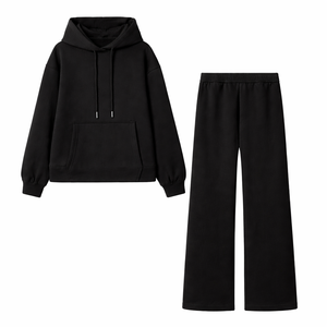 Ensemble de survêtement personnalisé pour homme, automne, coupe évasée, avec sweat à capuche et pantalon de jogging à bords bruts, motif graphique pour tenue de sport - Product Image 4