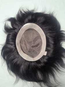 Prothèse capillaire en cheveux indiens Remy lisses, densité 130%, base en dentelle mono, raie centrale, nœuds invisibles, texture 8mm - Product Image 2