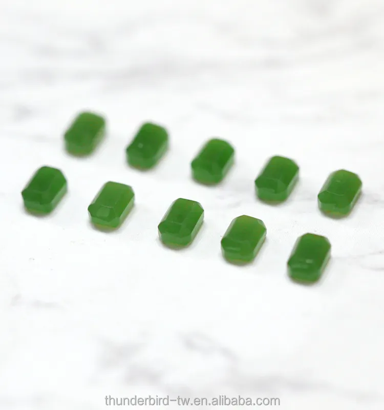 Lot de pierres précieuses à facettes pour fabrication de bijoux, vente en gros, pierres précieuses émeraude, jade vert naturel, mm d'épaisseur