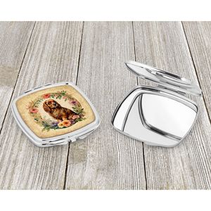 Miroir de maquillage de voyage compact pour femmes et filles Sussex Spaniel Flowers Design Pliant Handheld Pocket Decorative Gift - Product Image 3