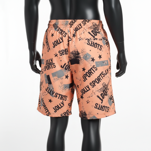 Pantalones cortos cortavientos de microfibra de poliéster de 110 GSM para hombre, color melocotón y negro, sublimación completa, logotipo personalizado, ajuste cómodo. - Product Image 5