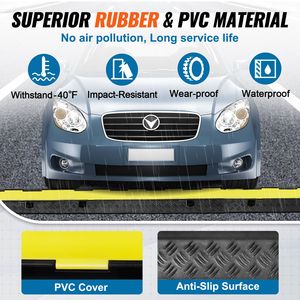 Protection de câble en caoutchouc 5 pièces, capacité de charge d'essieu de 12 000 lb, double canal, rampe de protection durable pour tuyaux et fils pour allées - Product Image 4