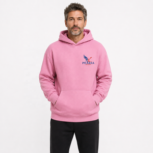Sweat à capuche rose pour homme, 100% coton, uni, long, hiver, avec poche avant, style décontracté streetwear - Product Image 1
