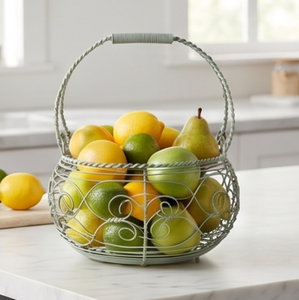 Cesta de Almacenamiento de Alambre Metálico de Alta Calidad con Asa, Forma Circular, Estilo Nórdico, Decoración para el Hogar, para Organización y Almacenamiento - Product Image 6