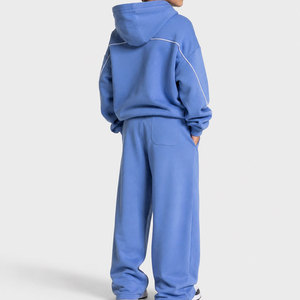 Survêtement personnalisé pour enfants bleu azur OEM ODM, ensemble sweat à capuche et pantalon de jogging en polaire pour garçons, survêtement streetwear pour enfants - Product Image 1