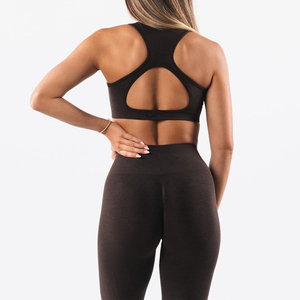 Soutien-gorge de sport sans coutures pour femme, dos nageur, col ras du cou, maintien moyen, respirant, séchage rapide, couleur unie, haut de sport pour yoga et fitness - Product Image 6
