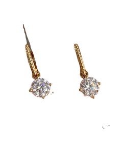 Boucles d'oreilles fantaisie en moissanite VVS EF, or 14 carats, créoles huggie, 1,70 CTW, taille ronde brillante, pour femmes - Product Image 1