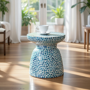 Mesa de Centro Redonda Decorativa con Incrustaciones de Nácar de Alta Calidad para Sala de Estar - Product Image 5