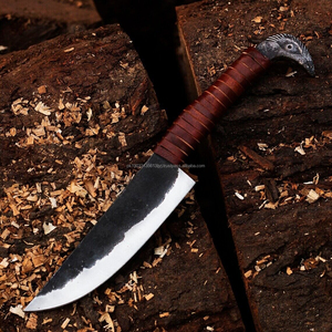 Couteau Viking en acier au carbone fait main personnalisé avec manche forgé à la main et gaine en cuir fin Couteau médiéval forgé - Product Image 6