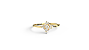 Anillo de Diamantes de Lujo en Oro de 18K, Corte Princesa, Diseño de Estrella, Estilo Art Deco, Anillo de Compromiso, Joyería Fina para Novia, Regalo para Mujer - Product Image 1