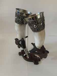 Cuernos para beber con soporte para bodas, cuerno vikingo para beber, regalo personalizado de la mejor calidad - Product Image 6