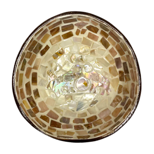 Tazón de Cáscara de Coco Natural Orgánico con Incrustaciones de Perlas de Mosaico - Utensilios de Cocina Ecológicos y Sostenibles - Product Image 1