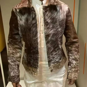 <b>Top</b> Rated <b>High</b> Quality Eco-Friendly Breathable Winter Hair on <b>Leather</b> Jacket OEM Service Front Logo - Product Image 3