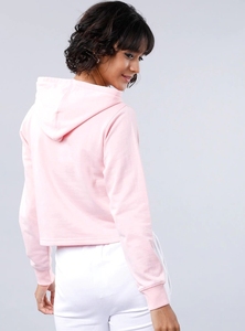 Sweat-shirt à capuche rose pour femme, coupe courte, imprimé lettres, décontracté, pour l'automne, 100 % coton tricoté, respirant, manches longues - Product Image 6