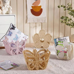 Cesta de mariposas de mimbre encantadora, linda cesta de almacenamiento para habitación infantil, almacenamiento de juguetes y decoración del hogar - Product Image 4
