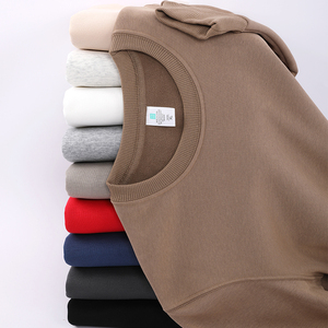 Sweat-shirt unisexe blanc à col rond, coupe classique, 100% coton, tricoté, pull décontracté pour l'automne - Product Image 6