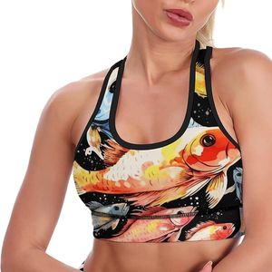 Custom OEM Fish Print Sports <b>Bra</b> Women Sublimation Racerback Yoga <b>Bra</b> Breathable Fitness Gym Crop Top Activewear - Product Image 5